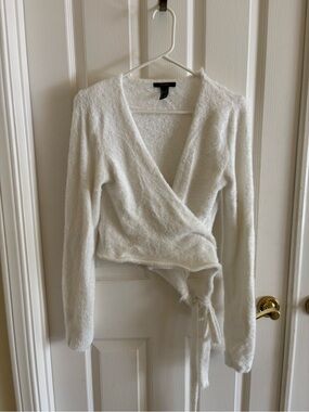 Forever 21 Cream Faux-Fur Wrap Sweater